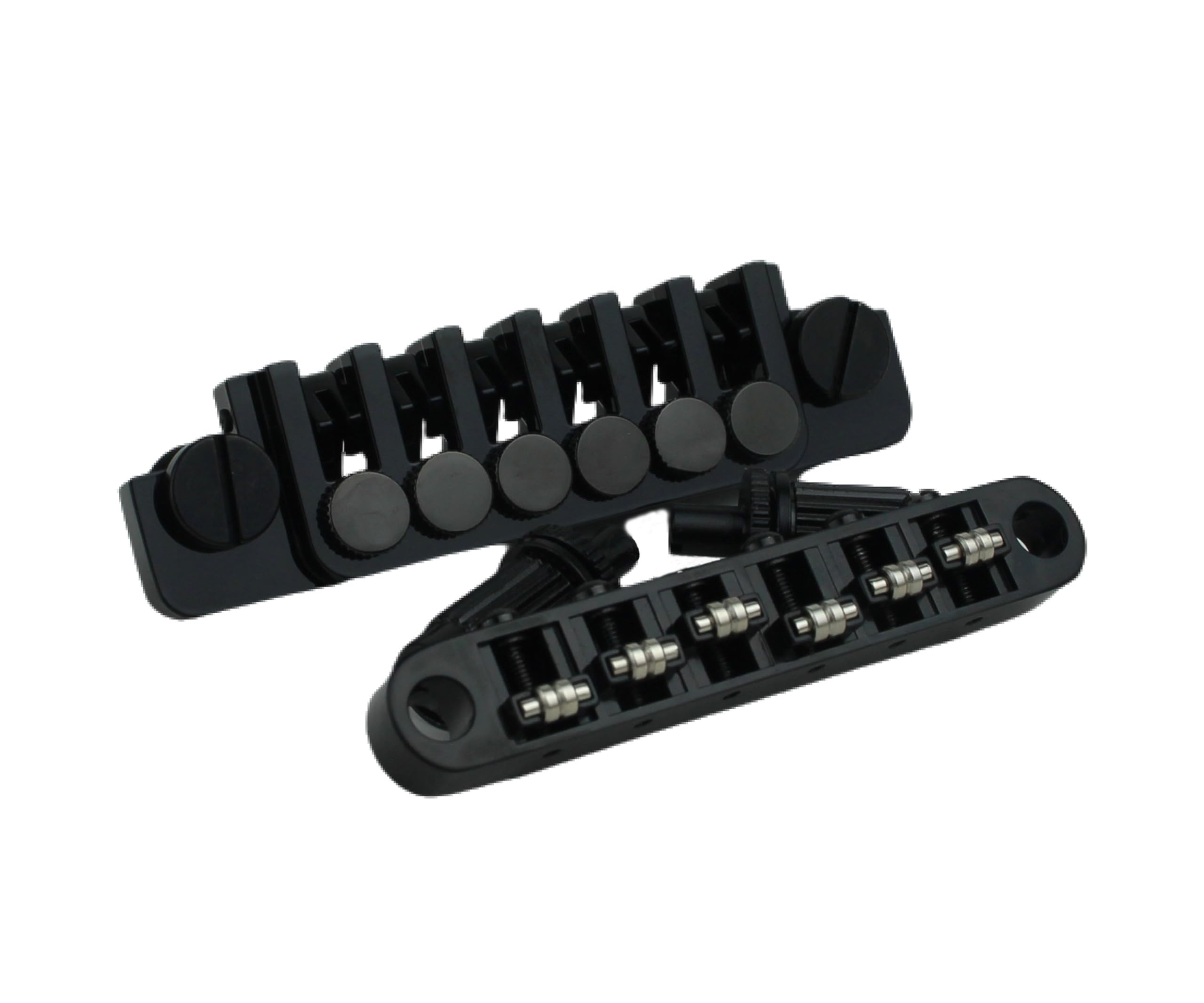 guykerLP Guitar Tune-O-Matic Roller Saddle Bridge GM005 + Vintage TP-6 Tailpiece Stop Bar Lock Combo Replacement Compatible with Les Paul LP 6 Strings Electric Guitar, Black
