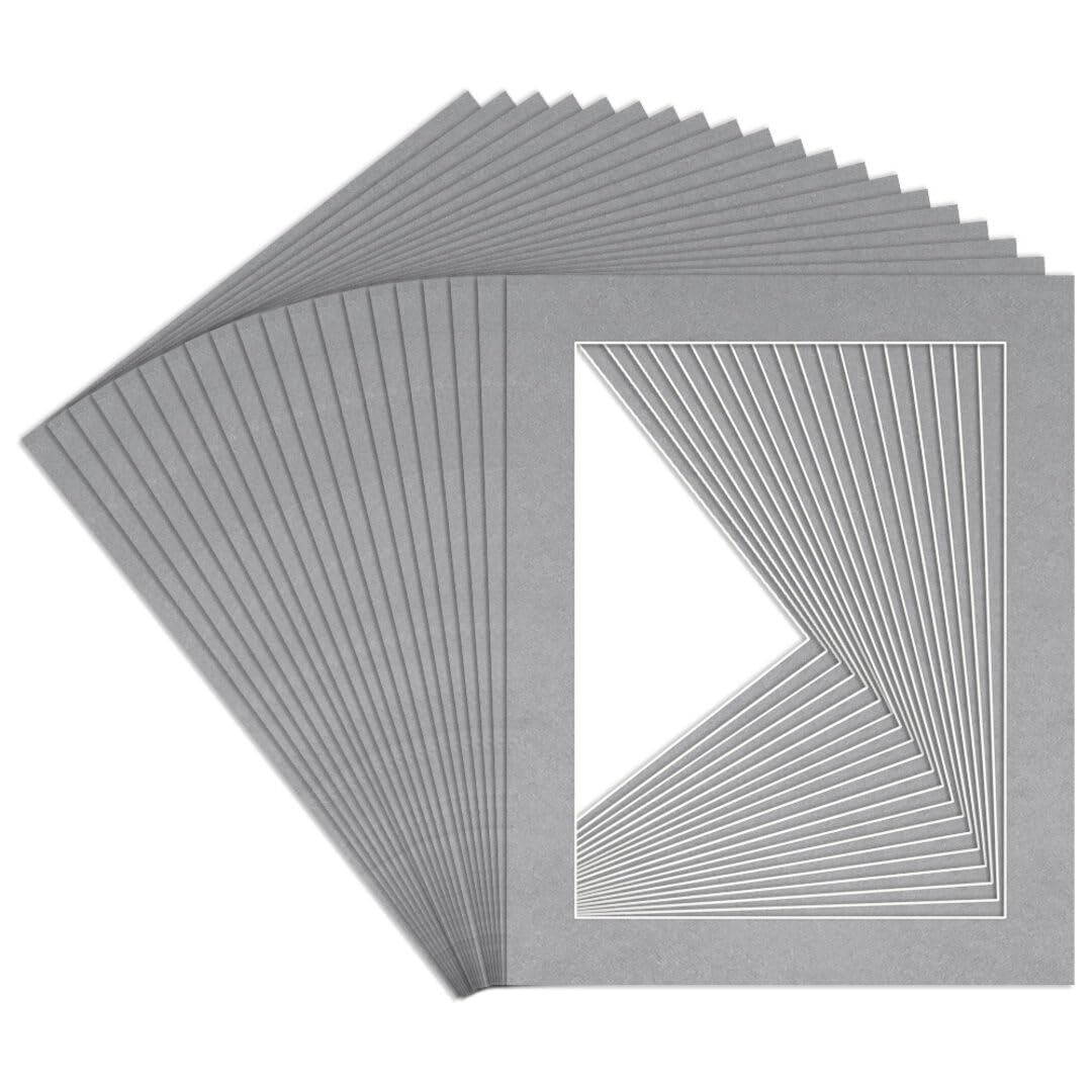 Procut Global 50x40cm Silver Picture Mounts to Fit 40x30cm Aperture - Precision Cut Cardboard Photo Mount - Ideal for Frames, Prints, Artwork & Certificates - Sizes & Colours Available - 20 Pack