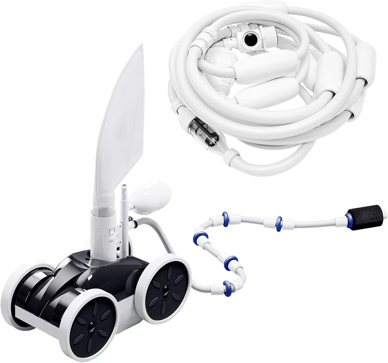 MAKHOON Upgrade Pool Pressure Side Sweeper: Professional Solution for Cleaning Your Swimming Pool (Four Wheels are Better Than Three) Need 1.5" Female Thread Pool Booster Pump Inlet, 4 Bar Pressure