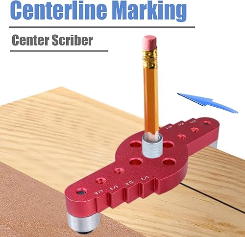 Miniatura 6 de Mesee Plantilla de perforación vertical con agujero de bolsillo, 2 en 1 localizador de plantilla de carpintería con clavija de madera, guía de