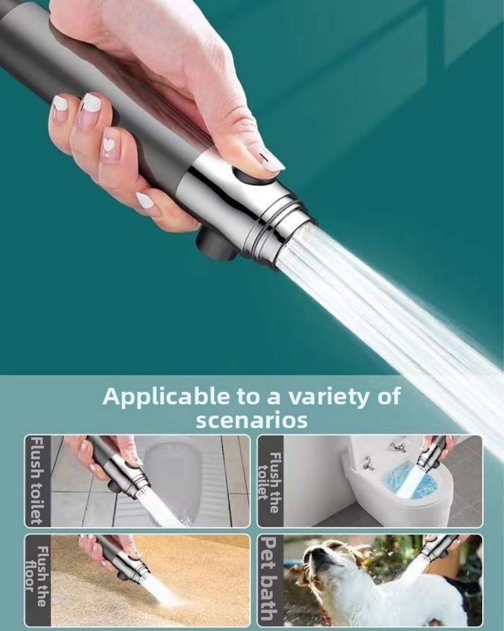 Shower Drops Head Filtered Showerhead With Five Filters,Filtered Shower Head With Handheld,High Pressure Turbo Showerhead,Reusable,Adjustable Settings With Hose4-piece set