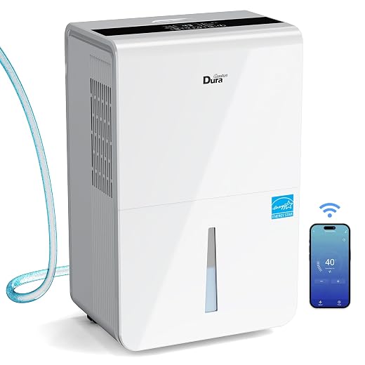 DuraComfort 50 Pint Smart Dehumidifier with Pump, 4500 Sq.Ft Energy Star for Basement, App Control, Auto Defrost, Drain Hose, Timer