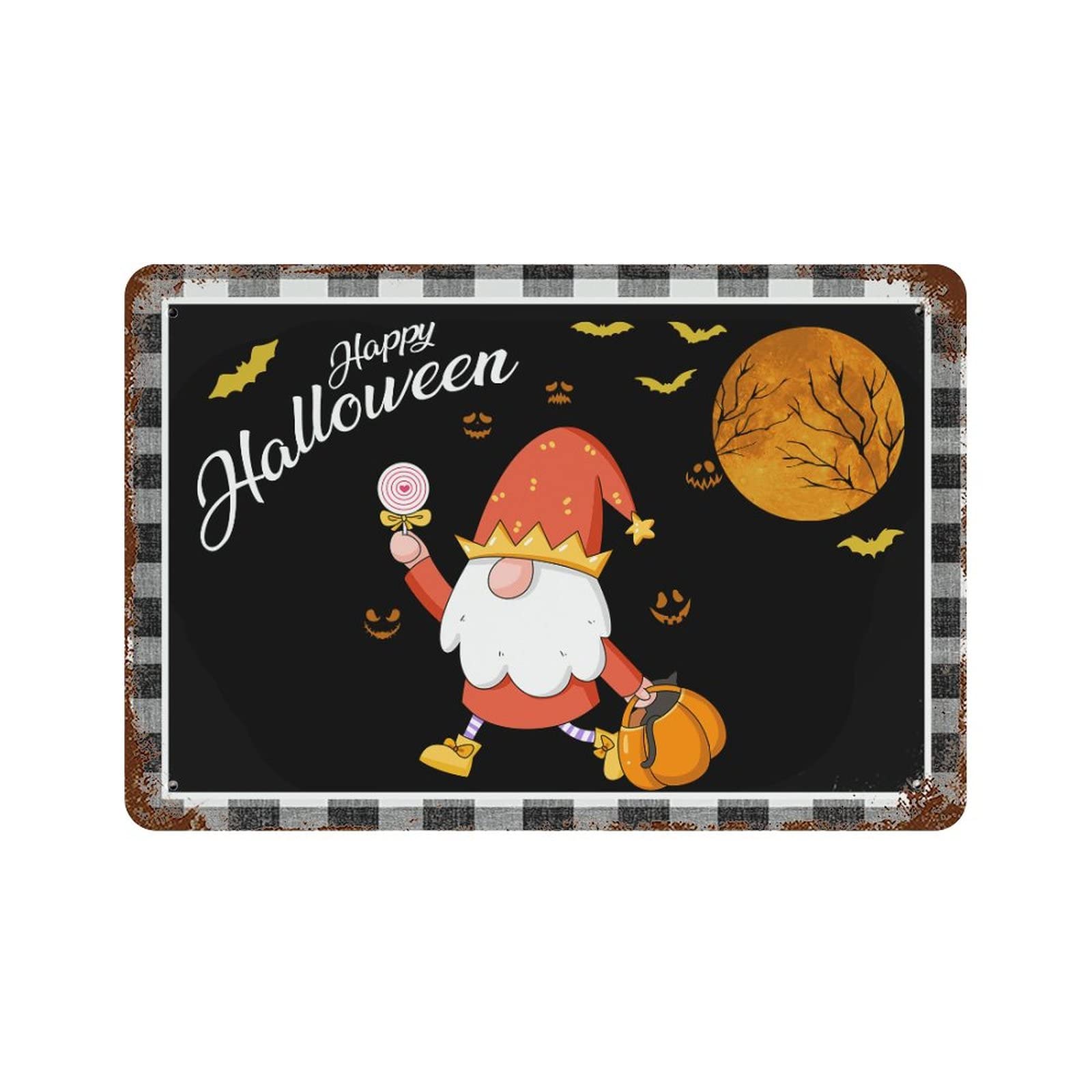 Panneau Halloween en métal durable contre la pluie pour décoration pelouse 30x45cm