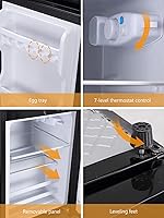 Vista 6 de Mininevera con congelador en la parte superior, refrigerador compacto de 3.5 pies cúbicos con termostato ajustable de 7 niveles, refrigerador