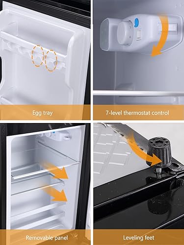 Miniatura 6 de KRIB BLING Mini nevera con congelador en la parte superior refrigerador compacto de 35 pies cúbicos con termostato ajustable de 7 niveles