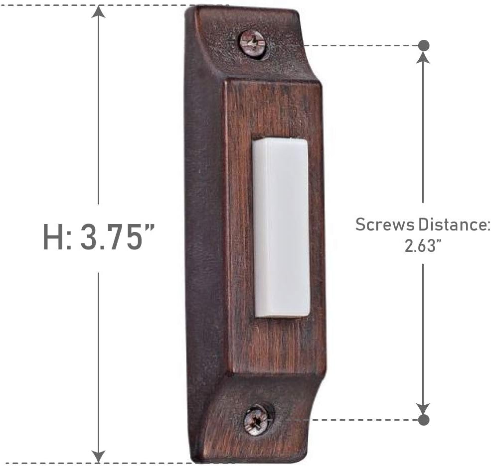 Craftmade BSCB-RB Die-Cast Builder's Surface Mount Lighted Doorbell LED Push Button, Rustic Brick (3.75"H x 0.93"W)