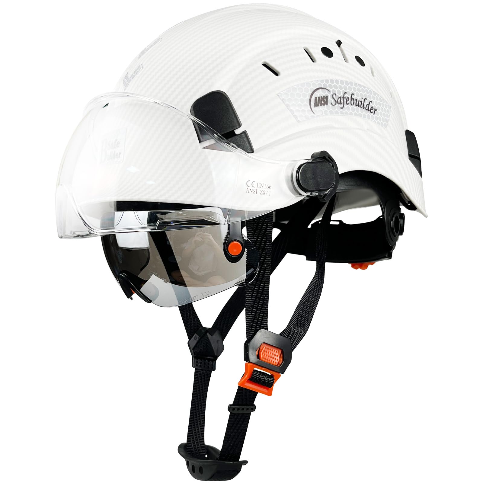 Construction Safety Helmet with Build-in Visor ABS Hard Hat with Visor Adjustable Ventilation Hardhats Work Head Protection ANSI/ISEA Z89.1