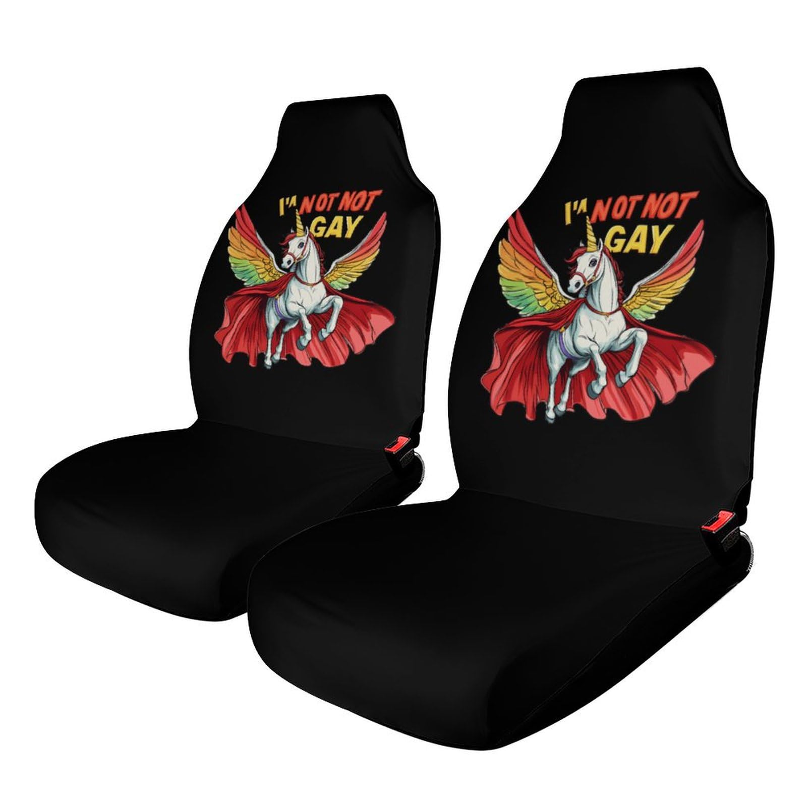 LGBT Unicorn Rainbow Gay Car Seat Covers Universal Car Front Seats Protector Auto Interior Accessories 2PCS