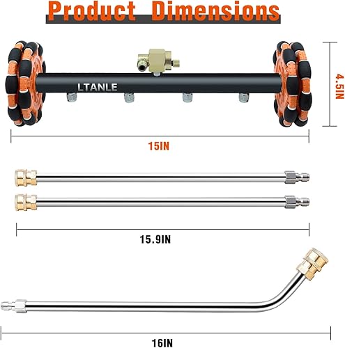 Miniatura 6 de 2 en 1 se puede mover horizontalmente lavadora a presión limpiador de tren de rodaje, escoba de agua, limpiador de superficies de 15 pulgadas,