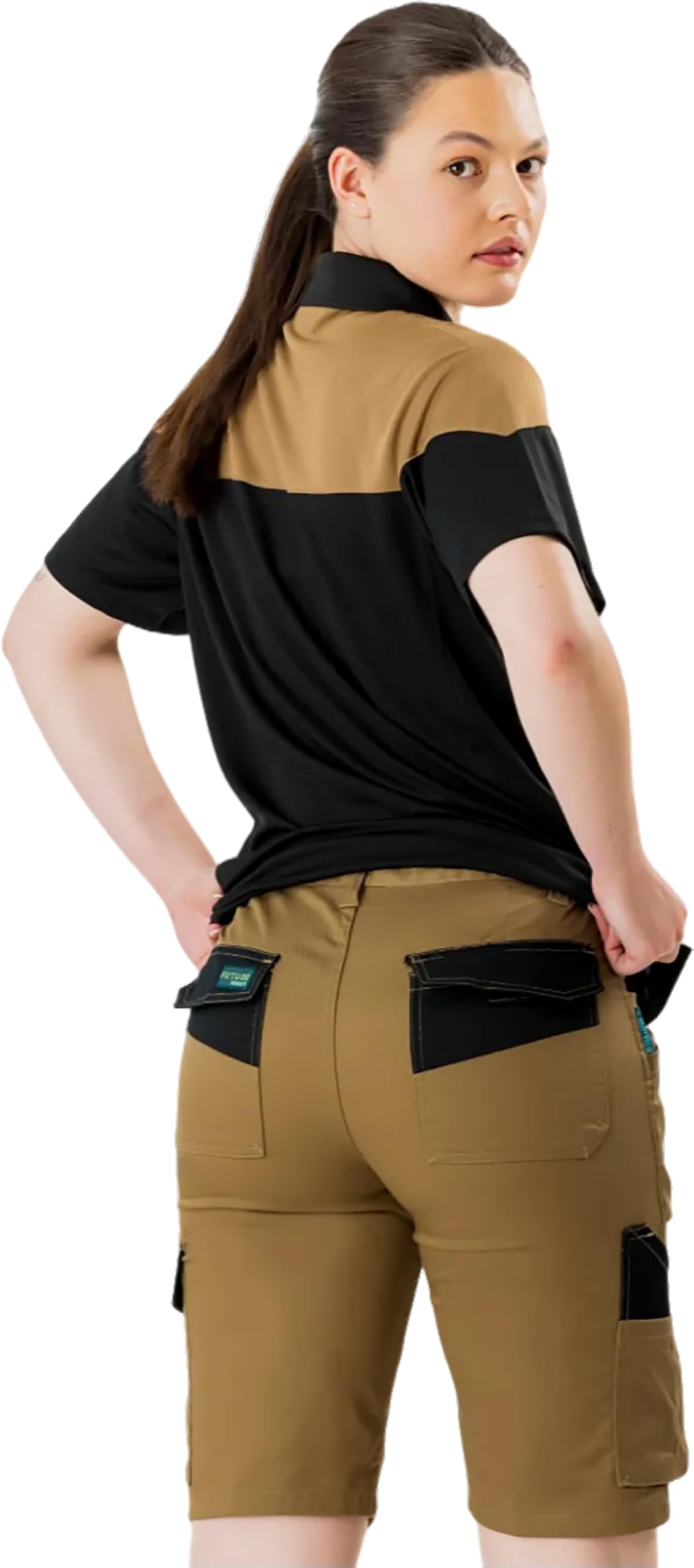 WORKTEAM Pantalón Corto de Trabajo, Tejido Elástico, Multibolsillos, Cintura Elástica Lateral y Cierre metálico, Bermuda. Unisex