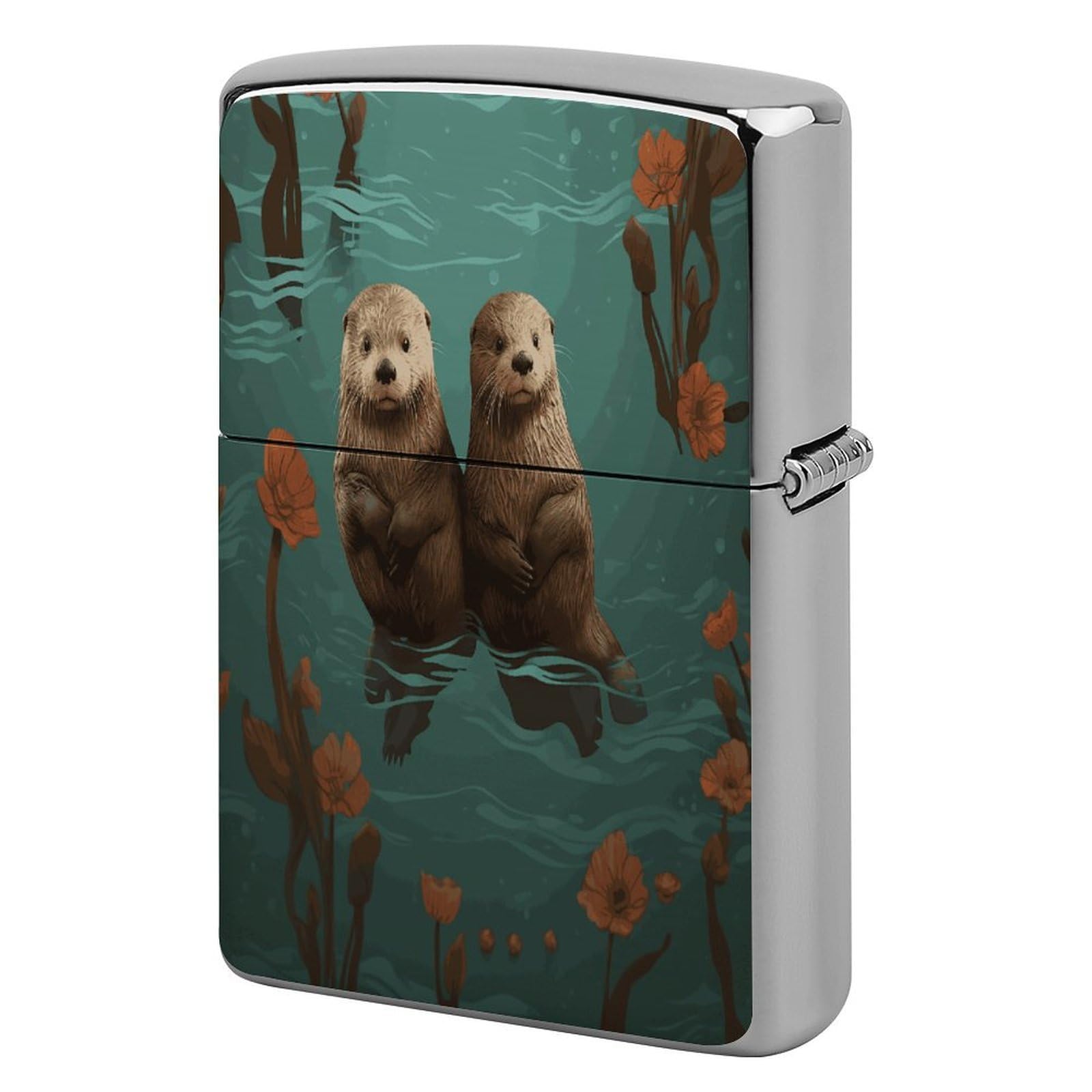 Fekiloot Style Otters In Love Lighter Case Cover Metal Lighter Case