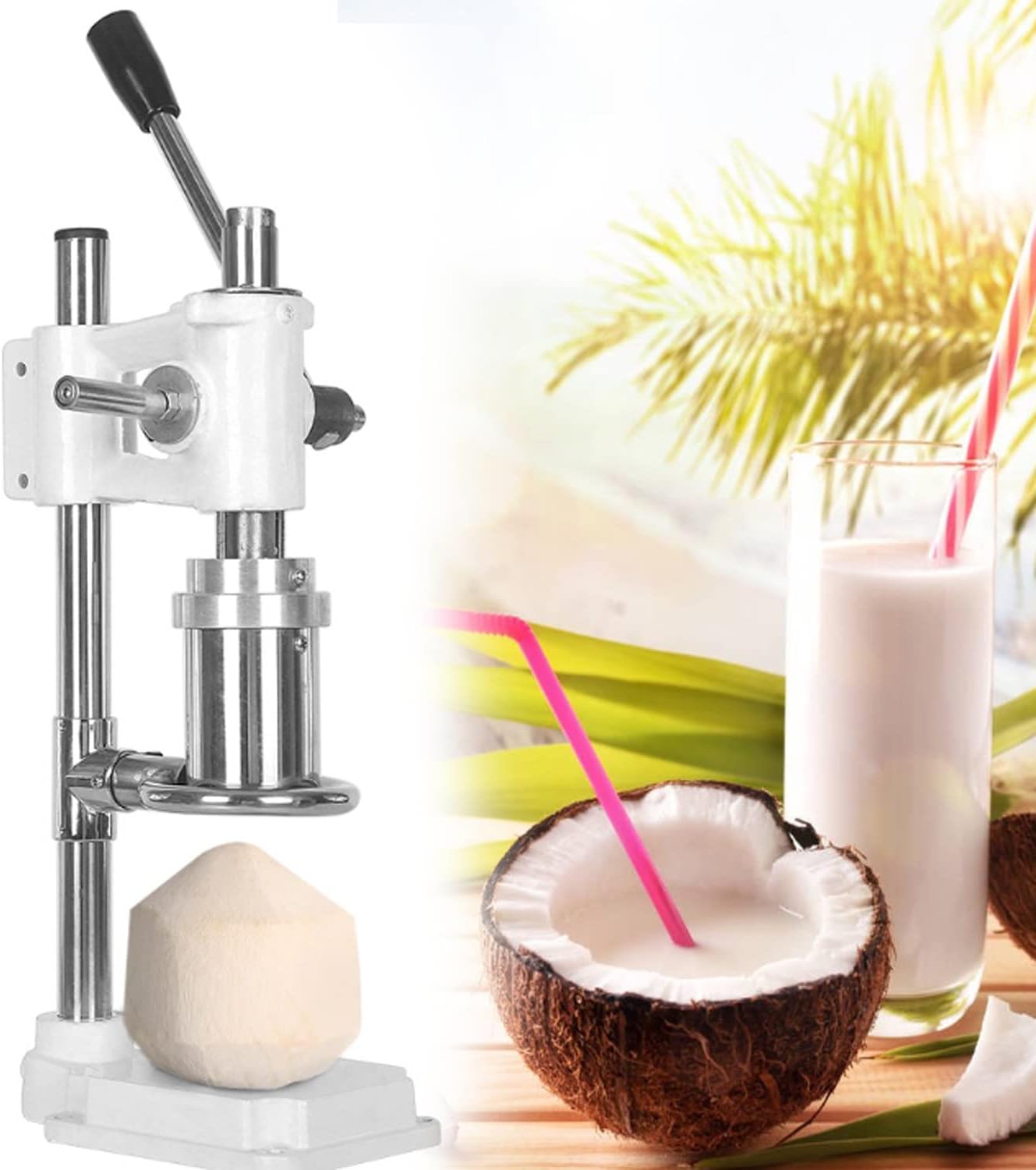 Vertical Coconut Opener Tool,Manual Stainless Steel Coconut Opener,Size 6 Cm Hole Drill,Hole Drill Tool Fruit Shop Manual Coconut Opening Machine for Young/Tender Coconut Green Save Effort