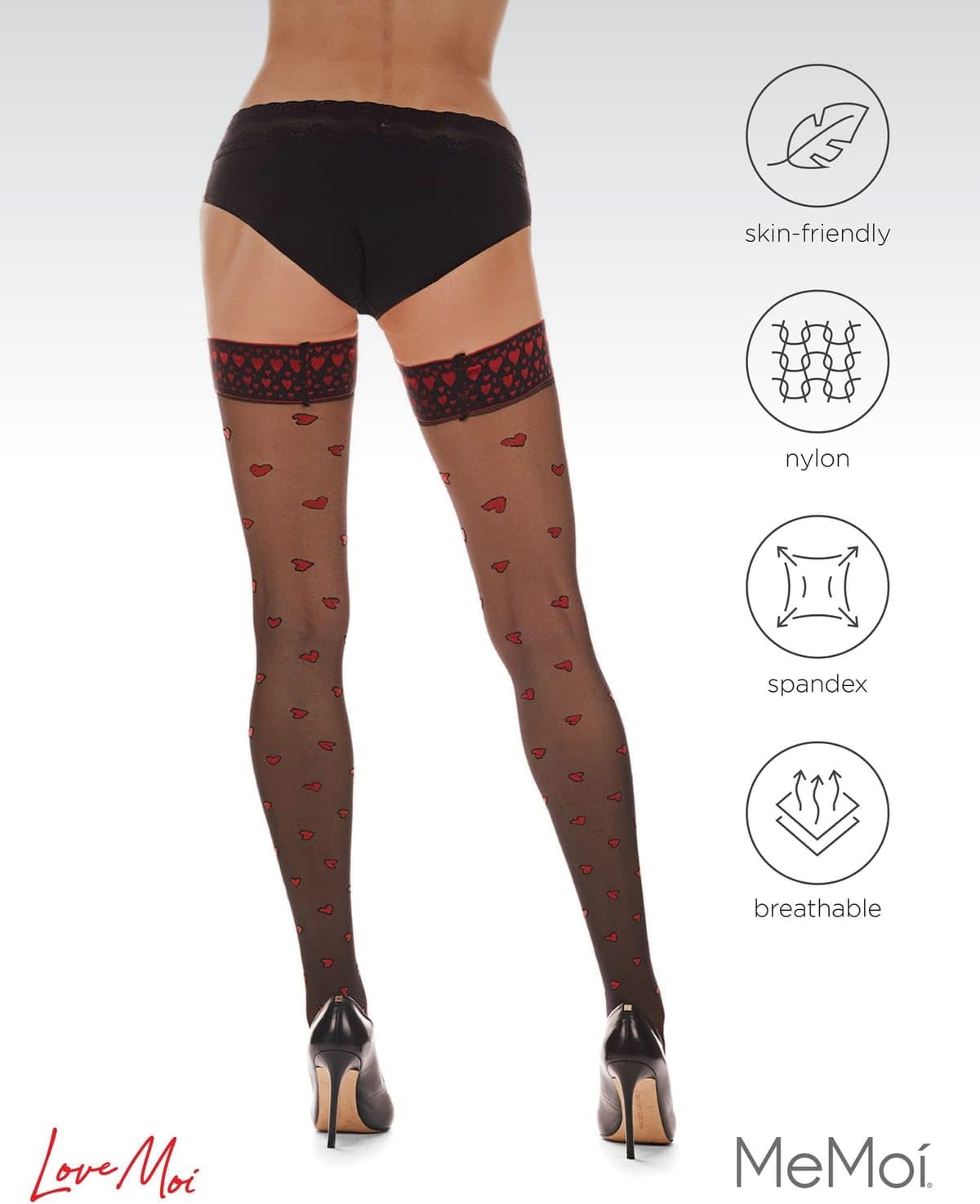 Women's All My Love Heart Sheer Thigh High Stockings