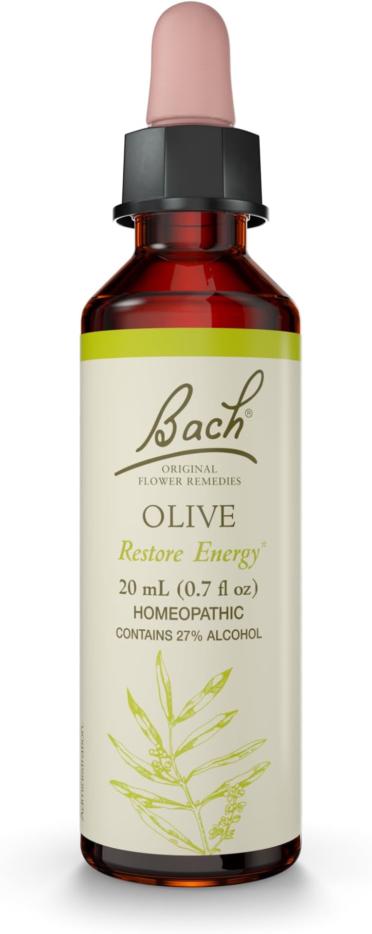Bach Original Flower Remedies, Olive - Restore Energy - Natural Homeopathic Flower Essence for Emotional Balance - Vegan, Gluten Free, Sugar Free - 20mL Dropper