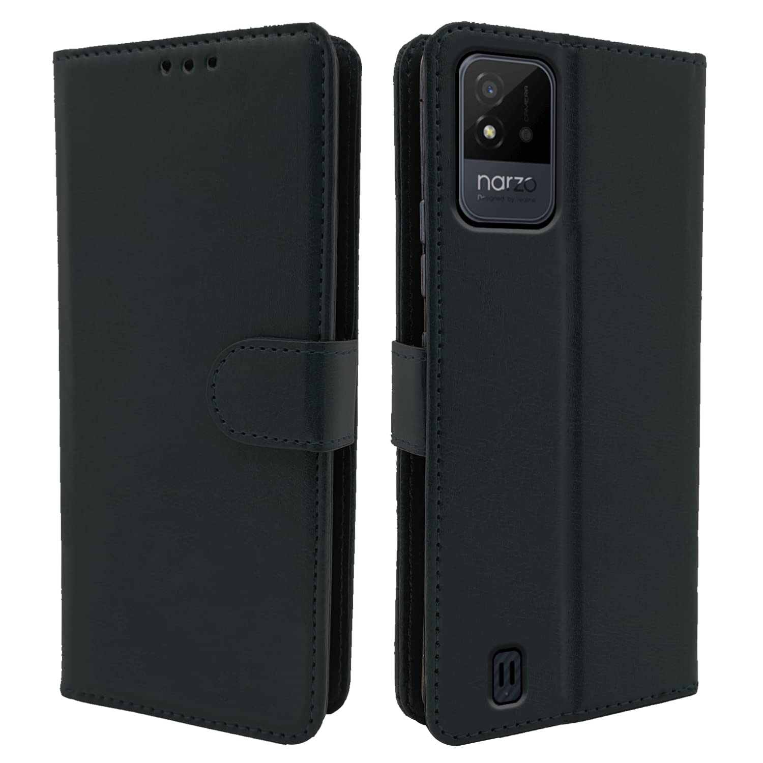 Pikkme Realme Narzo 50i Flip Case Leather Finish | Inside TPU with Card Pockets | Wallet Stand and Shock Proof | Magnetic Closing | Complete Protection Flip Cover for Realme Narzo 50i (Black) (B0B3VHX711) Amazon Price History, Amazon Price Tracker