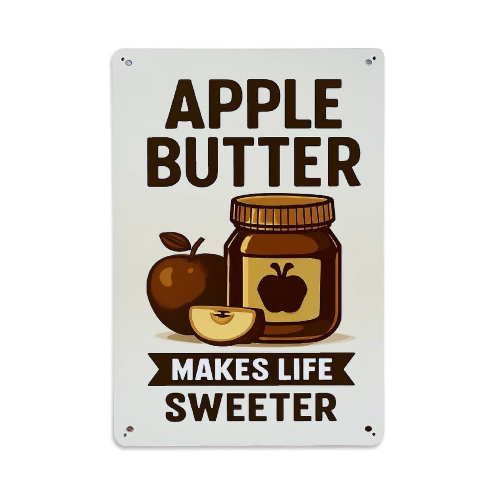 Apple Butter Jar With Apple And Slice Retro Metal Tin Sign, Vintage Decor Art Poster for Bar, Home, Man Cave, Kitchen, Laundry Room Gift 8x12Inch