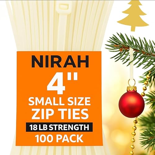 Vista 52 de Nirah Bridas pequeñas de grado industrial de 4 pulgadas, blanco transparente, paquete de 1000, multiusos, pequeñas bridas de cremallera, mini bridas