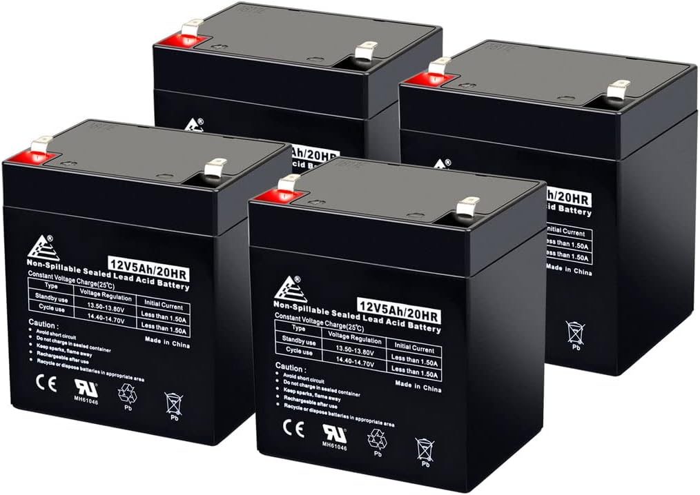 ECI Power 8 Pack: 12V 5AH VRLA AGM 12V 5AH Rechargeable Battery for LiftMaster 485LM/Craftsman 53918/Chamberlain 4228 Garage Door Opener, Security Alarm, etc