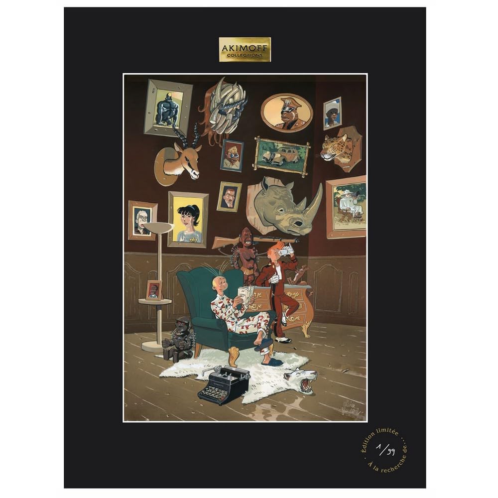 Póster Cartel Franquin Spirou y Fantasio Sentado Leyendo (30x40cm)