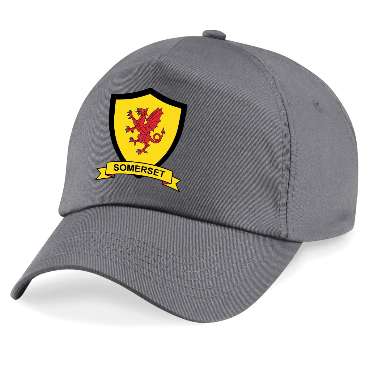 Somerset County Embroidered Baseball Cap Cricket Sport Your County Embroidery (Grey)
