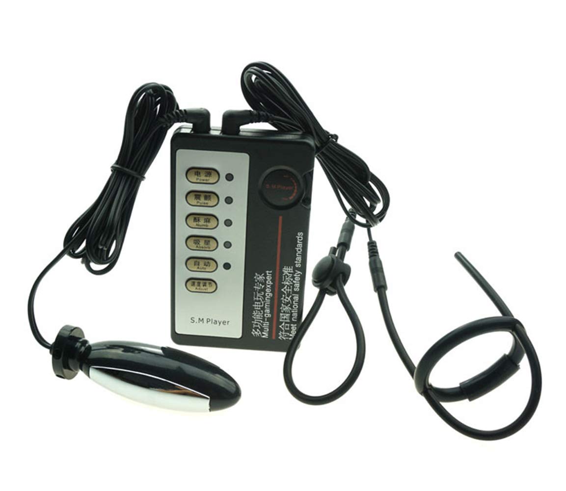 Kixnor E-Stim Stimulation Plug with Ring Holder Set Electrostimulation Dilator Electro Conductive Rings Massager with Remote Control for Men