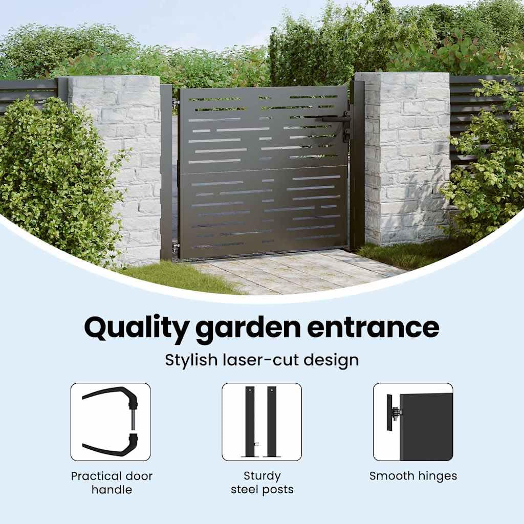 vidaXL Puerta de jardín con Cerradura Negro 110 x 105 cm, Barrera de Metal Duradera