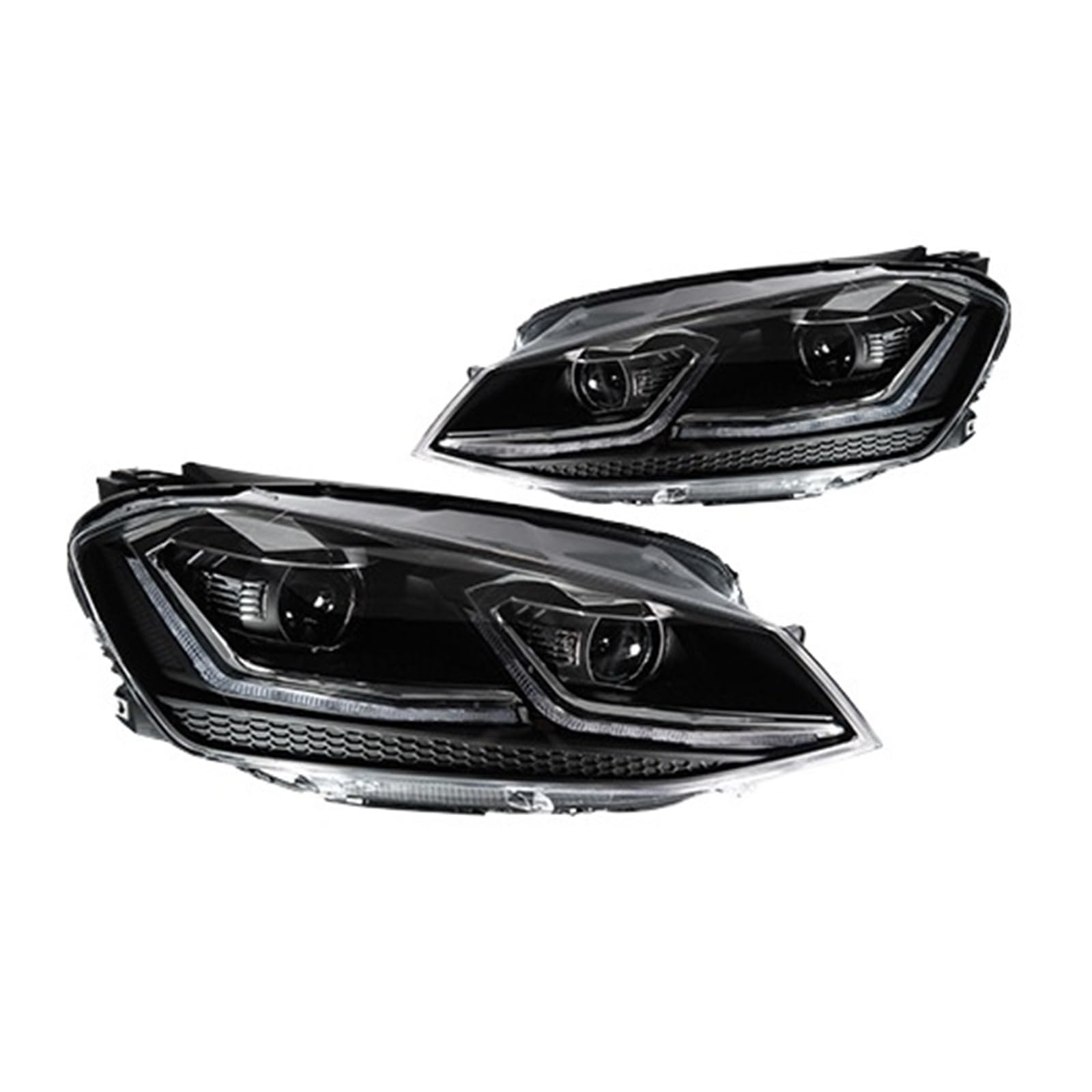 Faro Anteriore Gruppo Gruppo Fari Automatici A LED 2 Pezzi Lampada Con Lente Bifocale DRL Per Golf 7 MK7 Aggiornamento 7.5 2013-2017 Set Di Fari(Silver LED,Right Hand Drive)