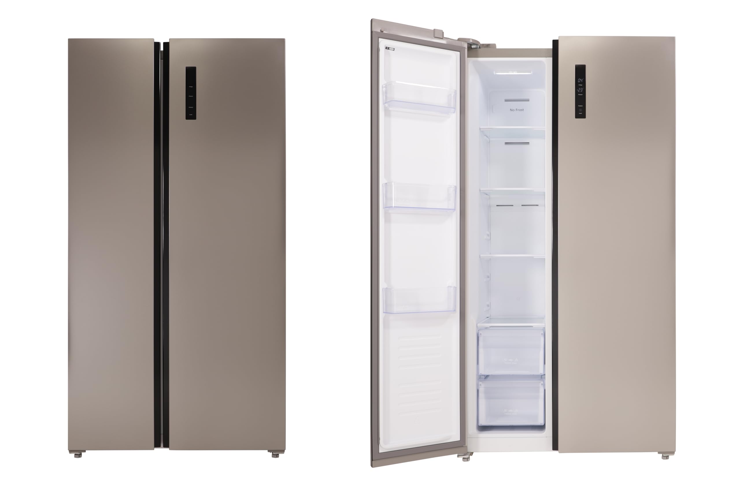 Respekta Side-by-Side lodówko-zamrażarka z maszyną do lodu Inox Look AC178IX-18/178 cm wysokość/szerokość 91 cm/pojemność chłodzenia 331 l/pojemność zamrażarki 174 l/z technologią No Frost