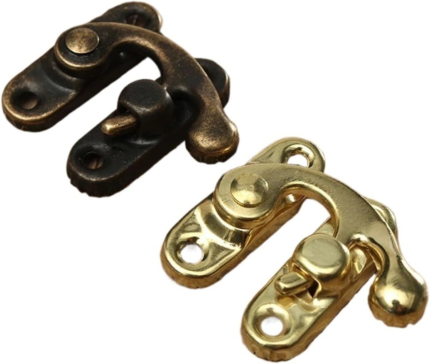 Small Antique Metal Lock Decorative Hasps Hook Gift Wooden Jewelry Box Padlock with Screws for Furniture Hardware 10Pcs(Gold)