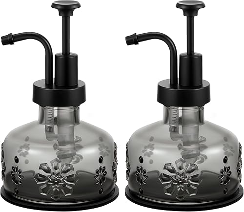 Tioncy Dispensador de jabón antiguo para cocina, baño, dispensador de bomba de jabón de vidrio, recargable, rústico, decorativo, gótico, pequeño,