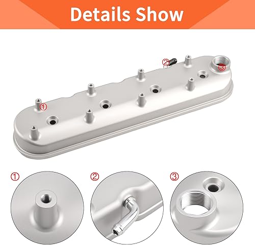 Miniatura 65 de Cubiertas de válvula de aluminio con aletas compatibles con bloque pequeño Chevy 58-86 Tall 327 350 400 - Plata pulida Plateado (sliver)