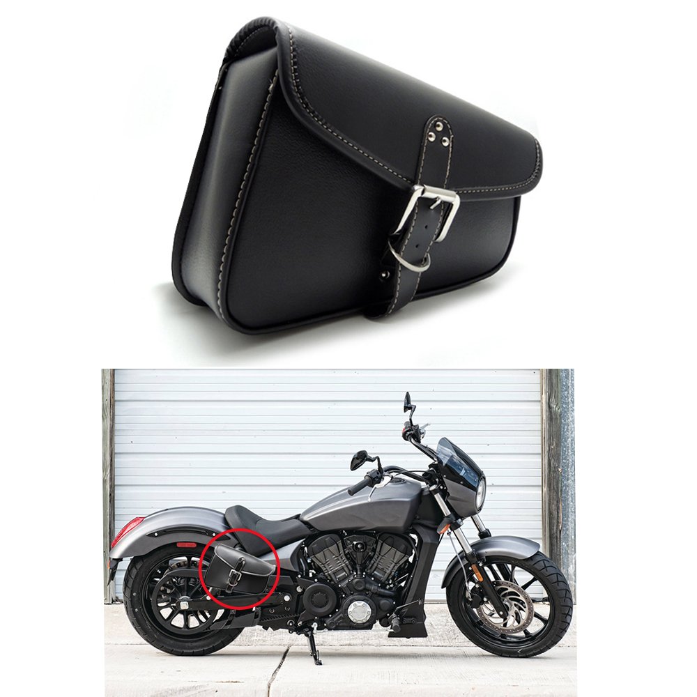 AUTLY 1 Pieza Lateral de la Motocicleta alforja de Cuero de la PU Impermeable Bolsa de Herramientas de Equipaje Lateral Izquierda Negro (Derecha)