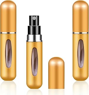 Daixers 3Pcs Perfume Travel Bottle Refillable Portable Perfume Atomizer Bottles 5ml/0.2oz (Gold)