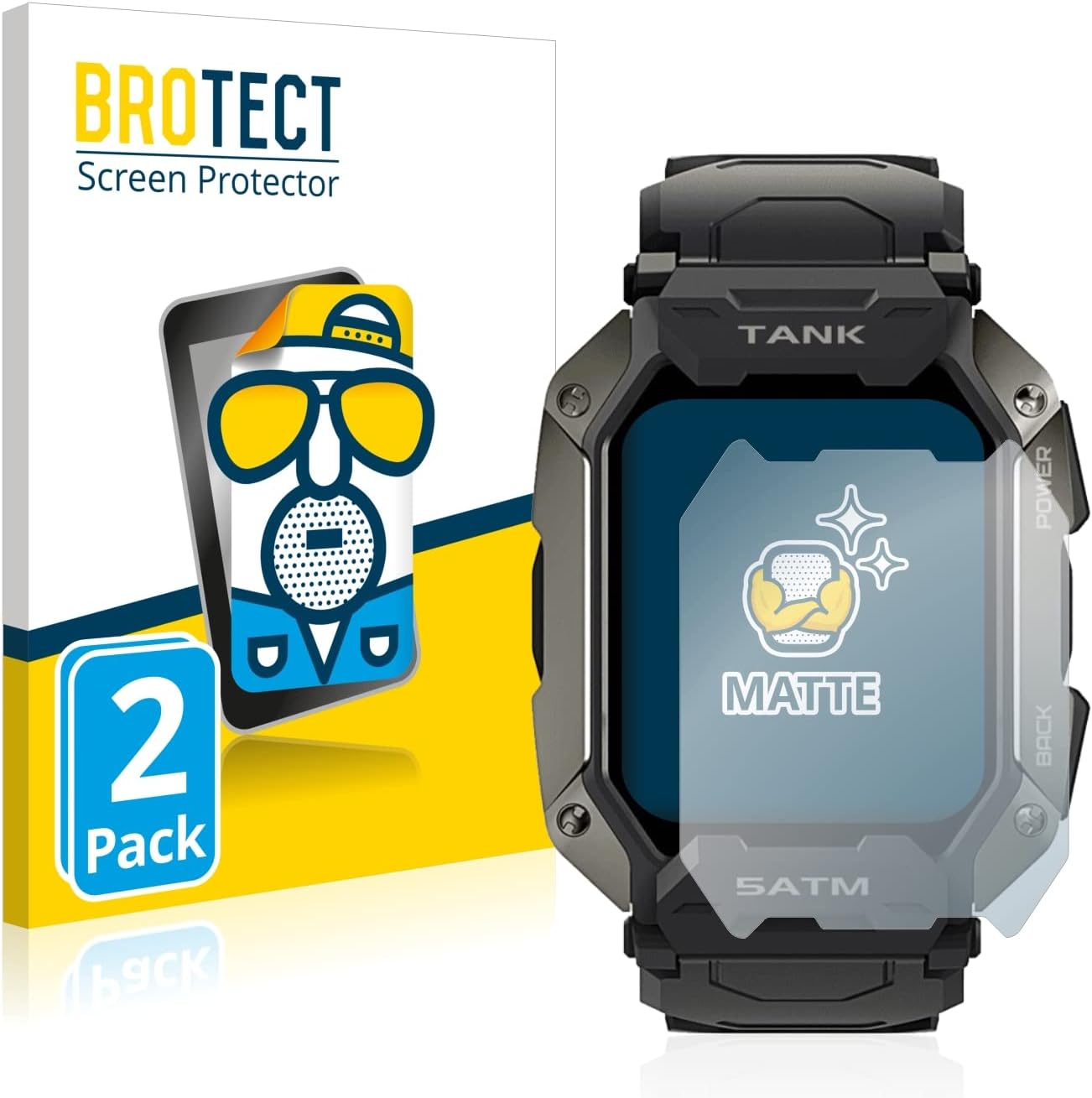 brotectScreen Protector Anti-Glare compatible with Kospet Tank M1 (2 Pack) Screen Protector Matte, Anti-Fingerprint Protection Film
