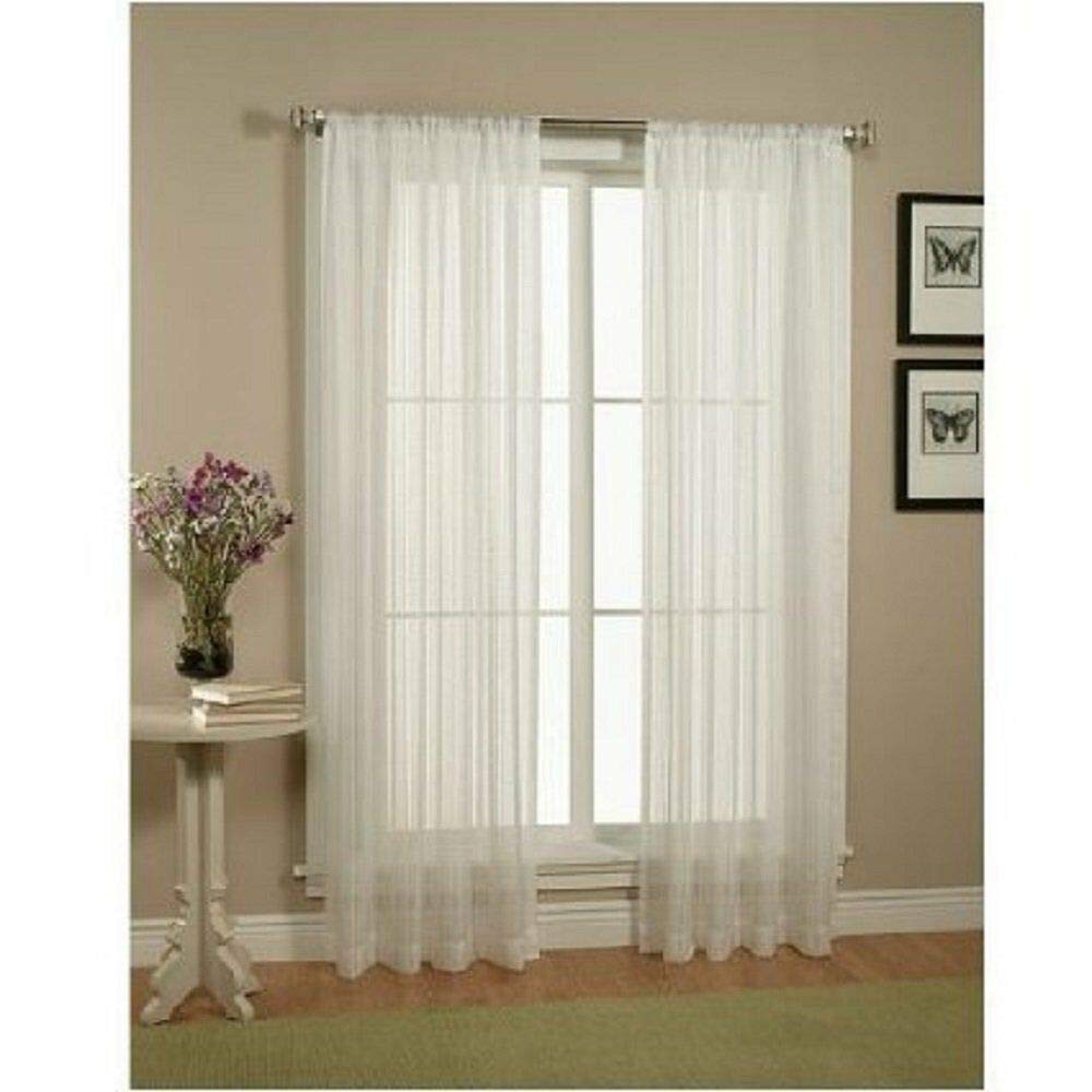 New Solid Pure White Sheer Voile Window Curtain in Overstock Sale!!! (84" Standart)