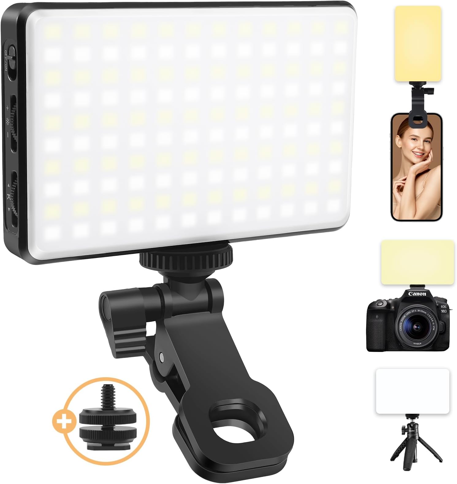 – Boloye Selfie Light - 120 LED Phone Clip, 5000mAh Rechargeable, 3 Modes Dimmable 2500K-9000K & CRI 95+, Video Fill Light for Camera, iPad, Laptop, Makeup, TikTok, Vlog