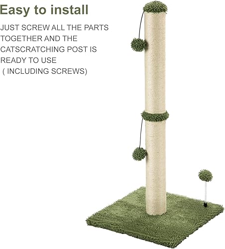 Miniatura 7 de MECOOL Poste Rascador para Gatos de 34" de Alto Premium Basics Rascador de Gatitos Postes Rascadores de Sisal con Bola Colgante para Gatos de