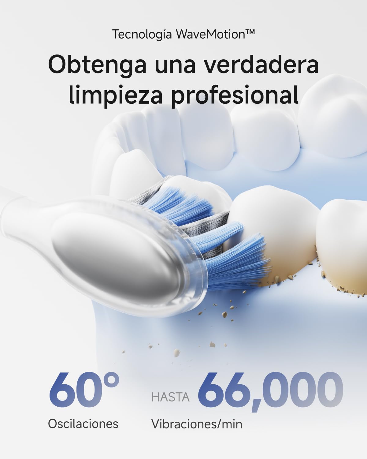 Laifen Wave Pro Cepillo Eléctrico Sónico, Autonomía 70 Días, Acero Inox | Sistema de Limpieza de Doble Modo, Sensor de Presión Inteligente, Tecnología WaveMotion de 60°, IPX8, Ajustes desde la App