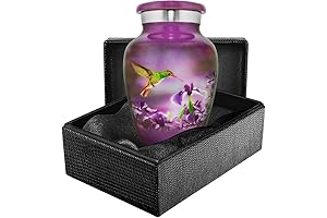 Small Keepsake Urn for Human Ashes - Purple Hummingbird