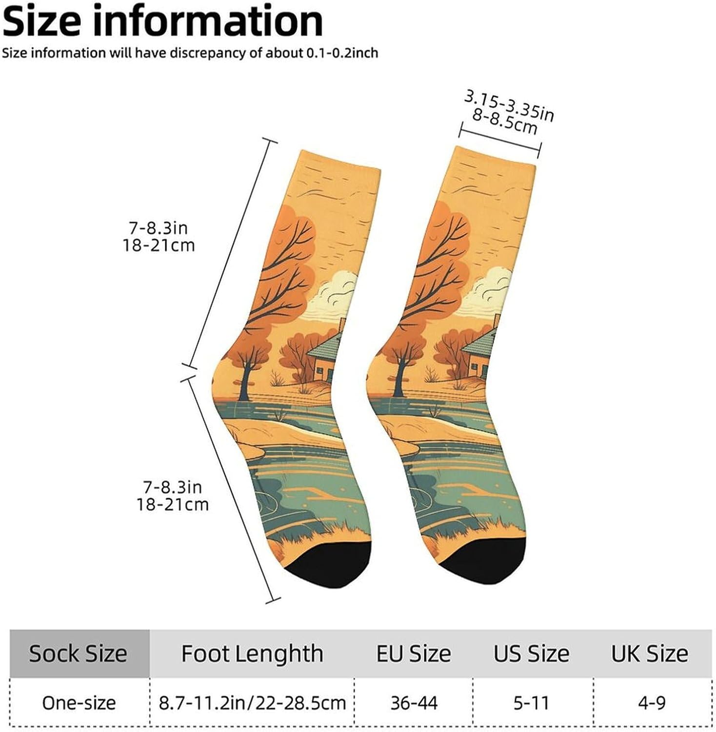Moisture Wicking Socks, Breathable, Lightweight Crew Sock, Casual | River in Front of House Work Socks for Women Men, Elastic Soft Boot Socks for Travel, Seamless