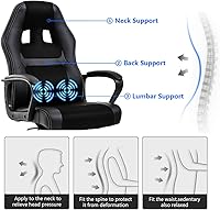 Vista 6 de Silla de computadora de PC con soporte lumbar de masaje, silla de oficina de respaldo alto, silla de escritorio con respaldo ergonómico, silla