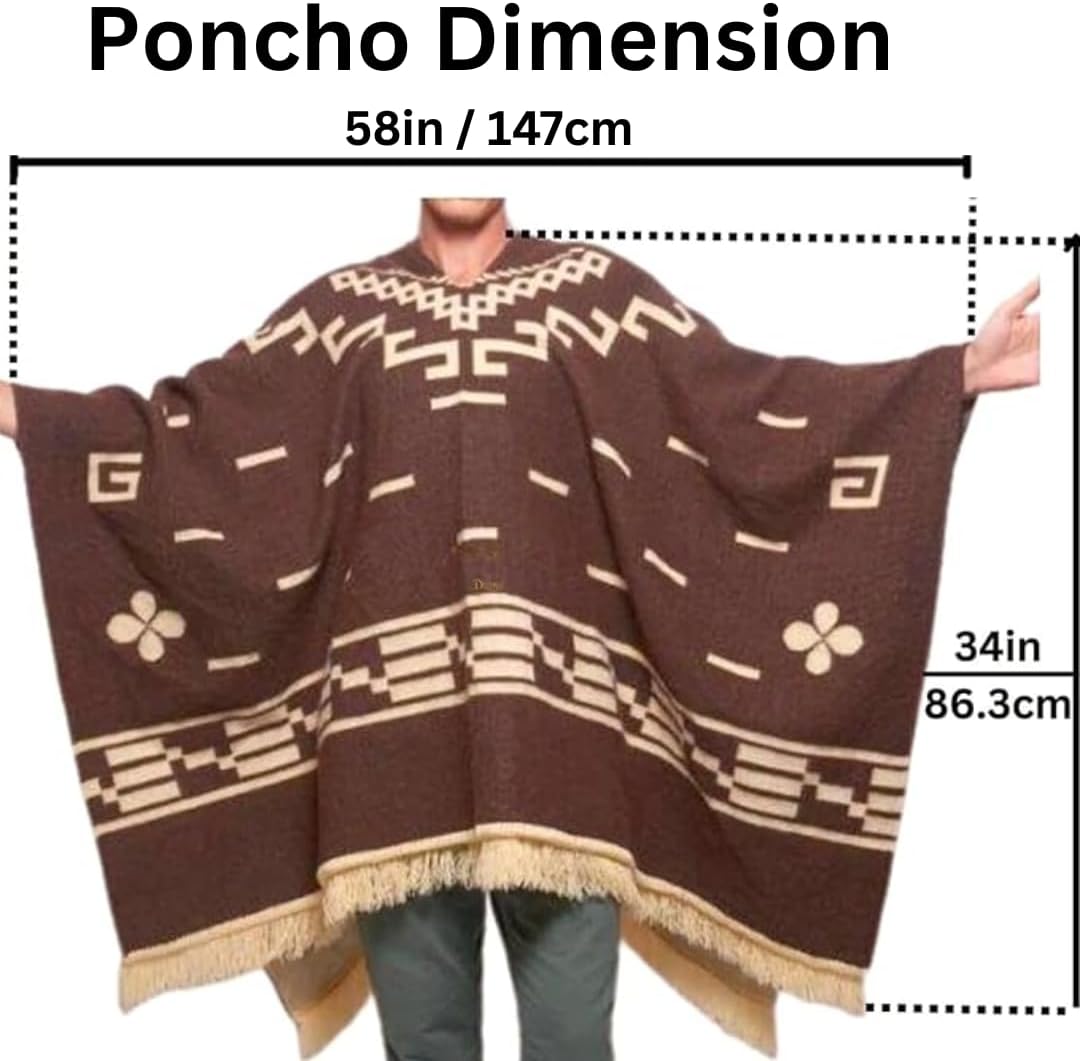 Clint Eastwood, Alpaca Wool Poncho: Western Style, Unique and Handmade in Ecuador. Thick, Warm and Soft Wool Poncho