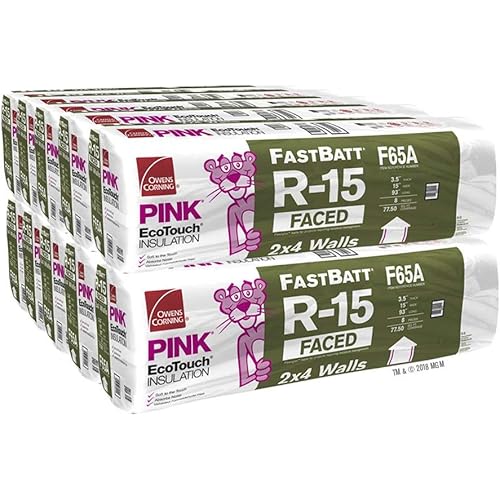 Owens Corning 678 SQFT 10 Bags of R 15 Kraft Faced 15 by 93 Fiberglass Fits 2X4 Exterior Walls