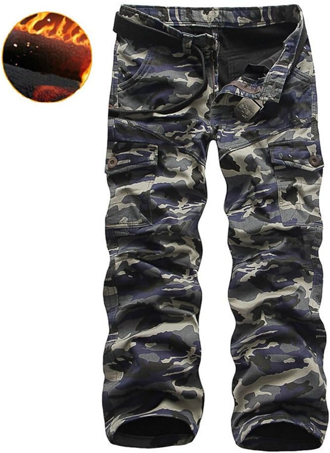 Roludom Men's Woodland Winter Fleece Lined Camouflage Cargo Pants