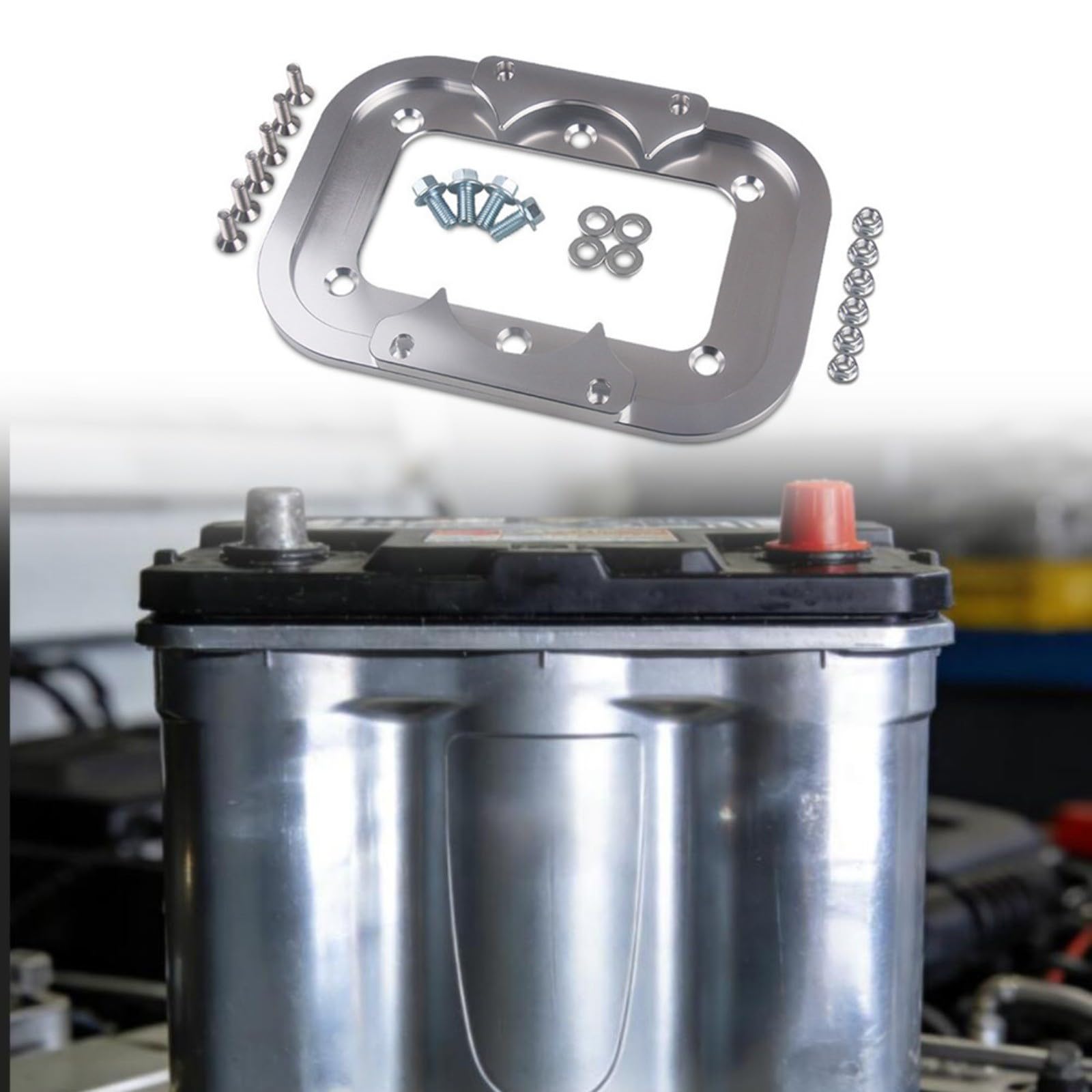 Staffa di montaggio per vassoio batteria in lega di alluminio per batterie Optima 34/78, supporto argento con hardware