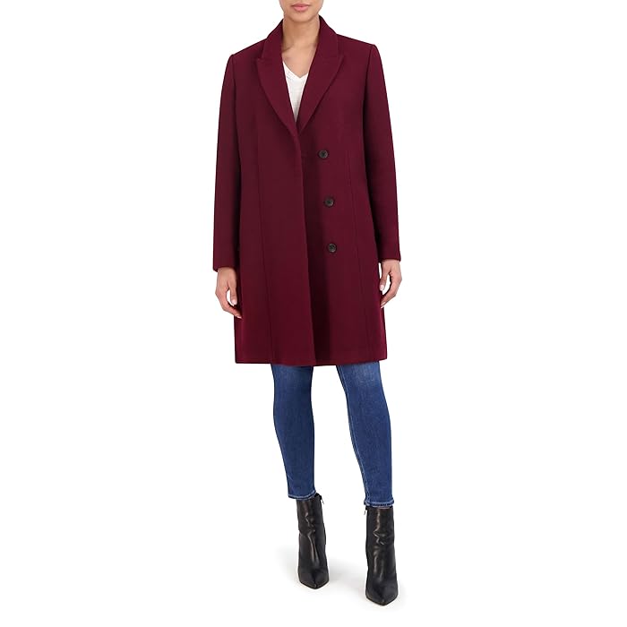 Pre-owned Cole Haan Asymmetrical Peak Lapel Coat (black, Bordeaux, Navy,+more)