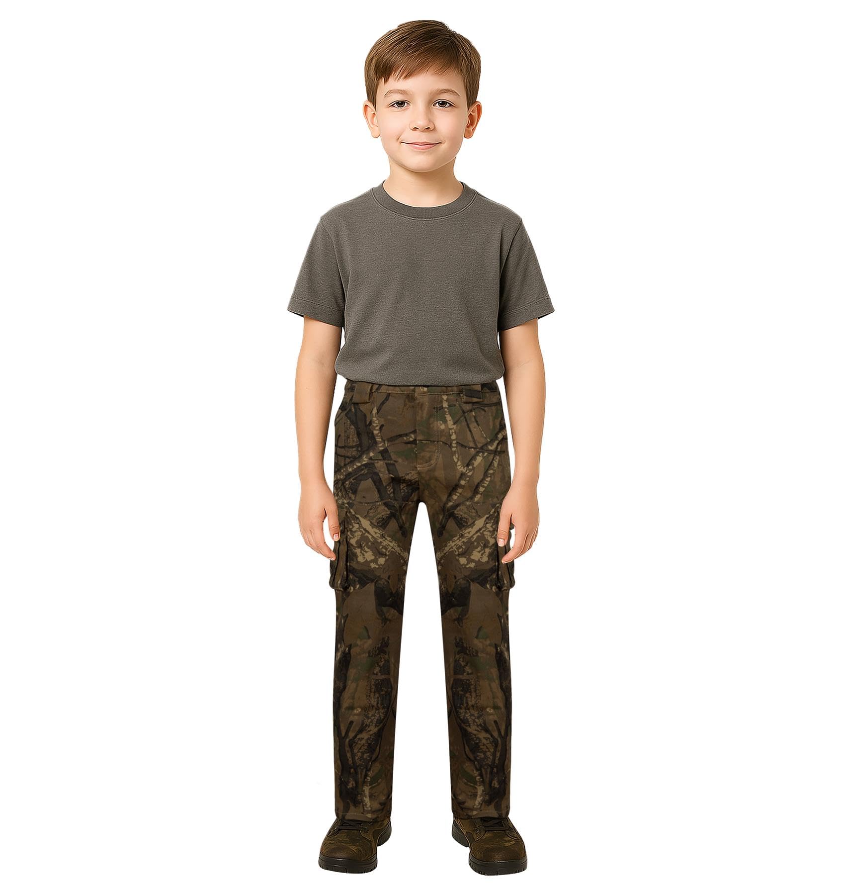 A2Z 4 Kids Pantaloni cargo mimetici da bambino, stile militare, con tasche e chiusura con zip/bottone, ideali per scuola, giochi estivi, escursioni e divertimento all'aperto, età da 6 a 14 anni