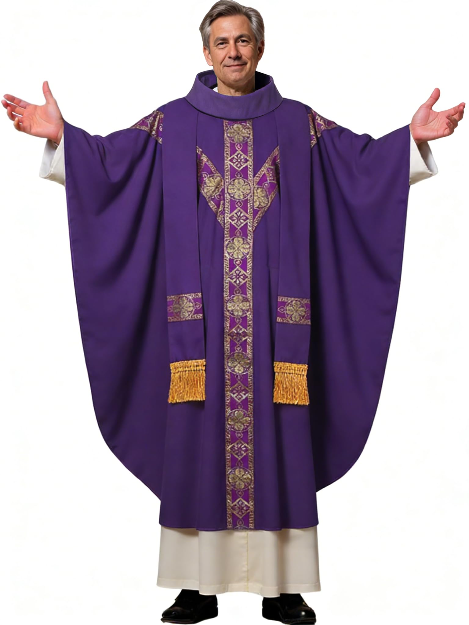 Andhom Unisex Purple Catholic Priest Chasuble And Clergy Stole Set