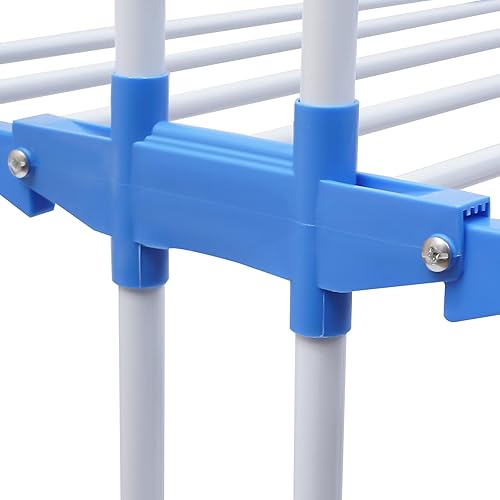 Miniatura 7 de Estante de secado de ropa plegable de 4 niveles, color gris, soporte para secadora con ruedas, línea de lavado al aire libre, estante de