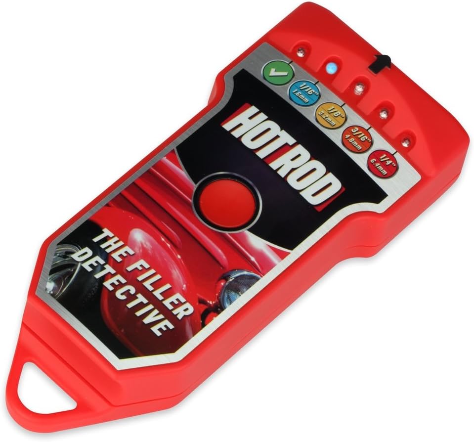 The Filler Detective - Automotive Body Filler Damage Detector, Car Body Tester (Red -"HOT ROD")